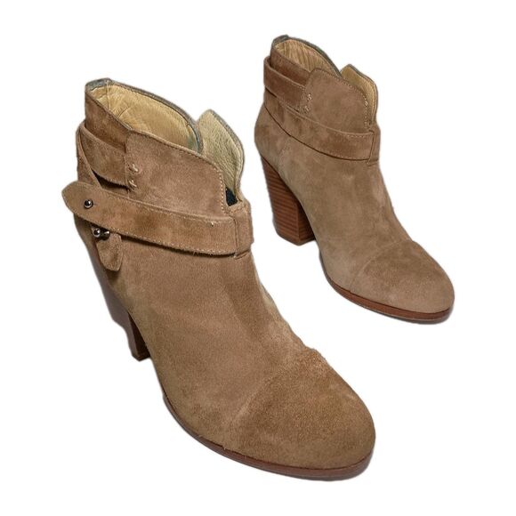 Rag & Bone Harrow Suede Ankle Boots in Beige Block Heel Ankle Strap Size 37 US 7 - Picture 2 of 16